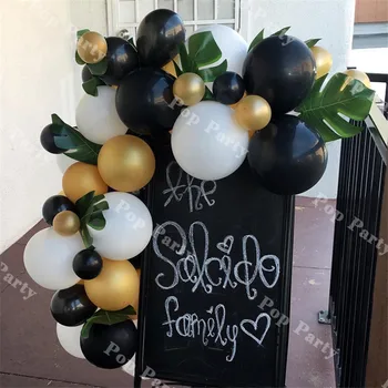105pcs Baloni Garland Arch Komplet Baby Tuš Zlata, Črna, Bela Latex Balon Verige Obletnico Poroke, Rojstni Odlikovanja