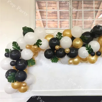 105pcs Baloni Garland Arch Komplet Baby Tuš Zlata, Črna, Bela Latex Balon Verige Obletnico Poroke, Rojstni Odlikovanja