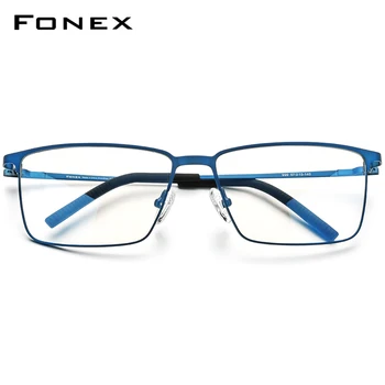 FONEX Zlitine Optičnih Očal Moških Recept Kvadratnih Kratkovidnost Eyeglass Okvir 2020 Nov Moški Kovinski Polno Brezvijačno Očala 999