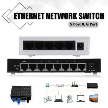 1Pcs 5V 5-Vrat 8-Ports, RJ-45 10/100Mbps Gigabit Ethernet mrežno Stikalo Internet, Središče za TV Računalniških Iger