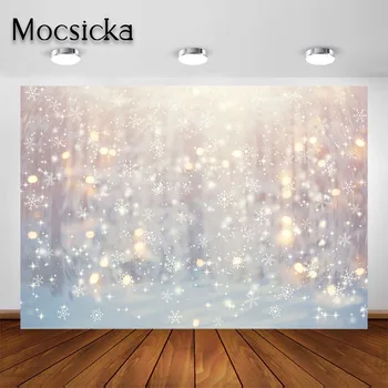 Mocsicka Winter Wonderland Rojstni Fotografija Ozadje Bleščice Bokeh Božič Snežinka Portret Photoshoot Ozadju
