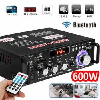 Hot Channel 600W Zvočna Moč Hi-fi Ojačevalec 326BT 12V/220V AV Amp Bluetooth Zvočnik z Daljinskim upravljalnikom za Avto Doma