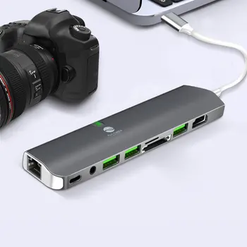 Večnamenski Tip-C HDMI je združljiv priklopne postaje USB-C portable docking postajo s 1080P VG USB3.0 RJ45 Priključek