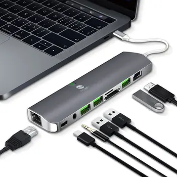 Večnamenski Tip-C HDMI je združljiv priklopne postaje USB-C portable docking postajo s 1080P VG USB3.0 RJ45 Priključek