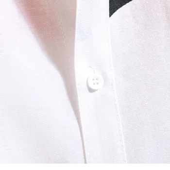 Nov Trend Harajuku Stil Modni Moški Belo Srajco Priložnostne Mačka in Metulj Tiskane Bombažne Majice z Dolgimi Rokavi Camisa 4XL 5XL