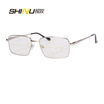 Nov Prihod SHINU Progresivna Multifokalna Obravnavi Očala Polni Kovinski Okvir Presbyopia Očala Lahko Ogledate Blizu In Daleč Očala