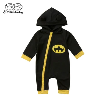 Emmababy Newborn Baby Fantje Nrt Dolg Rokav Bombaž Hooded Romper Jumpsuit Toplo Playsuit Obleke Obleke 0-24M