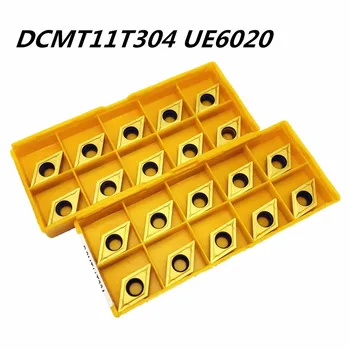 10Pcs Karbida orodje DCMT11T304 UE6020 orodje za struženje CNC izdelek DCMT11T304 kovin, rezkanje rezilo iz nerjavečega jekla posebno orodje