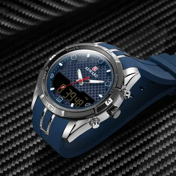 NAGRADA Moške Ure, Vrh Luksuzne blagovne Znamke Silikonski Šport Quartz Ure LED Digitalni Watch Dual Display Nepremočljiva ročno uro