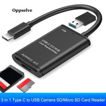 3 v 1 Tip C za Kamero USB SD/Micro SD Memory Card Reader Dock Adapter za MacBook Pro Air Samsung S20 Huawei P30 TypeC USB Hub