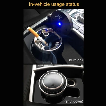 Avto Pepelnik z LED Luči Potisnite Tip Večnamensko Auto Vozila, Cigarete Pepelnik Imetnik Notranje opreme