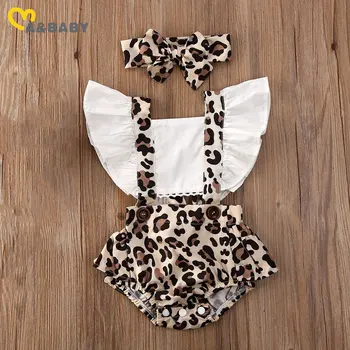 Ma&Baby 0-24M Poletje Leopard Baby Dekle Romper Novorojenega Dojenčka Oblačila Ruffles Jumpsuit Kombinezon Lepe Kostume