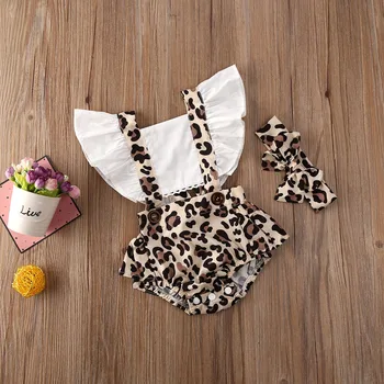 Ma&Baby 0-24M Poletje Leopard Baby Dekle Romper Novorojenega Dojenčka Oblačila Ruffles Jumpsuit Kombinezon Lepe Kostume
