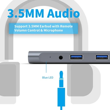VROČE-Aluminij USB-C Razširitveno Postajo 5 In1 Tip C Hub HDMI, USB 2.0/USB 3.0 o 3,5 mm Vrata Expander Adapter Za Prenosni RAČUNALNIK