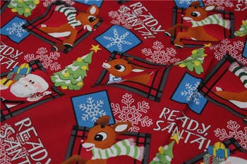 Blagovno znamko Design Rdeče Božično Drevo Jelena Snežinke Tiskane Bombažne Tkanine za šivanje posteljnine krpo dekoracijo
