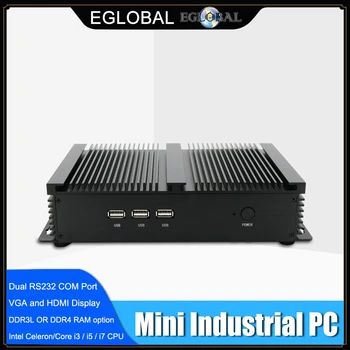 Industrijska Fanless Mini PC i7 8565U i5 8250U i3 7100U 1*Lan 2*RS232 Windows 10 Pro minipc Linux Namizje Računalnika 7*USB WiFi, HDMI