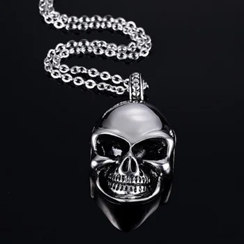 Ogrlica moške Gotike lobanje iz nerjavečega jekla verige Retro teror obeski punk ogrlice modni nakit na vratu človek Dodatki