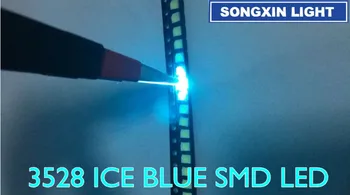 500pcs 3528 led smd modra led Plcc-2 smd 3528 led 1210 ice blue vodo jasno, modra led 3.5*2.8*1.9 mm