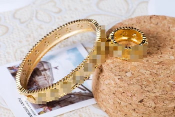 Moda klasičnih žensk pozlačeni bakreni poročna zapestnica in prstan nakit set lepe ženske Cirkonij Zapestnica Stranka Darilo
