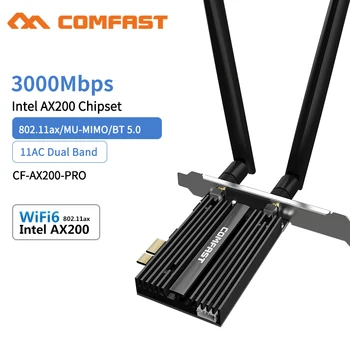 COMFAST AX200 PCIE X1 Dual Band Wireless mrežno Kartico 2,4 GHz 5GHz Bluetooth, WiFi Adapter Sprejemnik z Anteno, Intel AX200