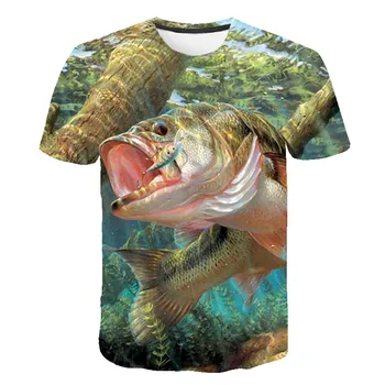 Ribe 3d Print Majica s kratkimi rokavi boys O-vratu Hip Hop T Shirt Ribič Tropskih Smešne majice Poletje Fishinger Živali, otroci, Oblačila, 2021
