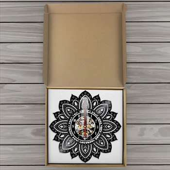 Mandala Lotus Obliko Sodobno Oblikovanje Silhueto Cvet Vinil Zapis Stenske Ure Doma Dekorativne Stenske Ure Steno Gledal Umetnosti