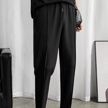 Črno Vrvico Priložnostne Hlače Moške Mode Business Casual Obleko Hlače Moški Ulične Divje Svoboden Joggers Hlače M-2XL