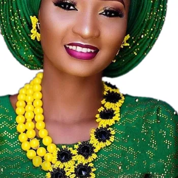 4UJewelry Breskev Nigerijski Poroko Nastavite Afriške Kroglice Velike Zasnove Krepko Kostum Choker Nastavite Brezplačna Dostava Poročni Nakit Set 2019 Nova