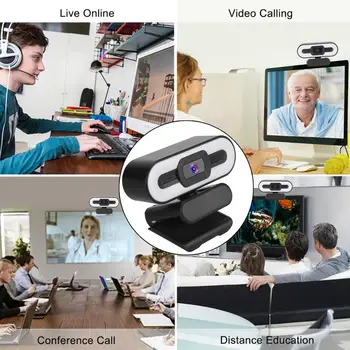 Samodejno ostrenje HD Webcam 1080P 4K 4MP Spletna Kamera Z Mikrofonom Za Živo Video Calling Konferenca Fill Light Web Cam