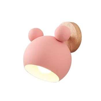 Ustvarjalne Risanka Lesene Mickey Mouse stenske Luči Nordijska Macaron LED Stenska Svetilka Otrok Branje Spalnica Postelji Razsvetljavo E27