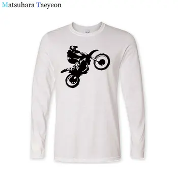 Modni T-shirt majica blagovne znamke moških zimskih dolg rokav cross country motocikel temo tiskanje t shirt Moška mehko bombažno krpo