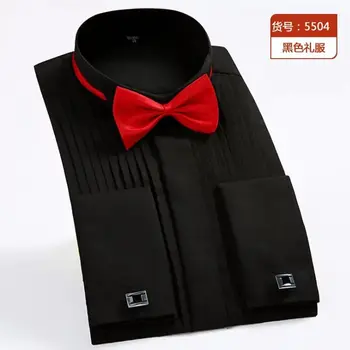 Velikosti Poslovni Moški Poroka Banket Dolgo Sleeved Majica Bela Črna Rdeča Smart Moški Socialne Obleko Srajco Plus