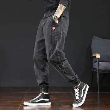 Japonski Vintage Moda Za Moške Jeans Plus Velikost Razrezana Oblikovalec Tovora Hlače Širok Noge Pozimi Žamet Tople Hlače Hip Hop Joggers
