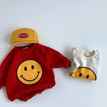 Baby Fantje Jumpsuit Baby Dolgimi Rokavi Obleka Dojencek Dekliška Oblačila Oblačila Bombaž Risanka Baby Smeška Bodysuit