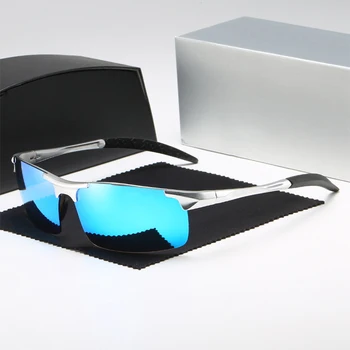 Sončna očala Moških Polarizirana Vožnje Očala UV400 Luksuzne blagovne Znamke Oblikovalec Mercede 8177 Aluminija, Magnezija Semi-Rimless sončna Očala