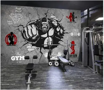 Po meri foto ozadja, 3d freske ozadje Fitnes, bodybuilding steno telovadnice zidana v ozadju stene papirjev slikarstvo