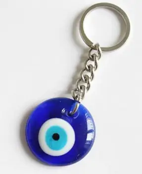 30 mm turški Modra Zlo Oko Nazar Stekla Čare Obesek Ključnih Verige Varstvo Ključ Obroč, Nakit, Darilni 20 Kos