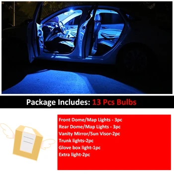 13Pcs Avto Bela barva Notranjosti LED Žarnice Paket Komplet Za 2003-2011 Bmw serije 1 E87 118i 23d 135i M Zemljevid Dome Prtljažnik, Svetilke Iceblue