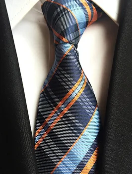Visoka Kakovost Geometrijske Mornarsko Modra Oranžna Svile Mens Kravato Moda Žakarske Tkanine Vezi Za Moške Gravata Corbatas Poroko Neckties