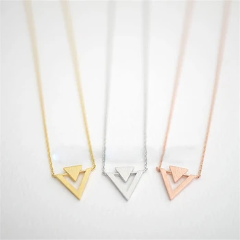 Moda trikotnik ogrlice Trikotnik vstavite geometrijske obesek ogrlice Osebnosti superpozicijo trikotnik ogrlice