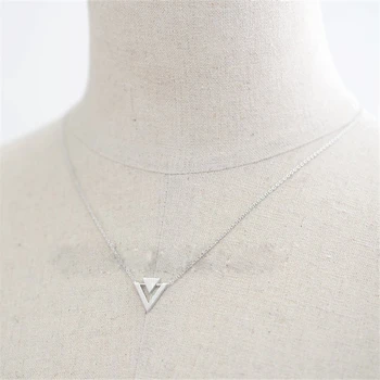 Moda trikotnik ogrlice Trikotnik vstavite geometrijske obesek ogrlice Osebnosti superpozicijo trikotnik ogrlice