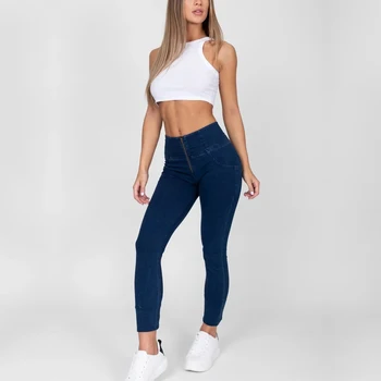 Melodijo Potegnite Na Odsek Jeans Hlače Joge 2020 Ženske Visoko Pasu Modra Slim Fit, Ozek Denim Fitnes Jeggings