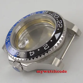 40 mm Safirno Steklo Črno Modra Ploščo Watch Primeru, Fit 2824 2836 Miyota 8215 821A Gibanje C28