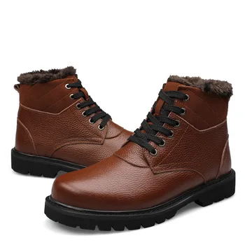 NPEZKGC Pravega Usnja Moških Zimskih čevljev Velikost 38~47 Ročno Toplo Moških Zimskih Čevljev