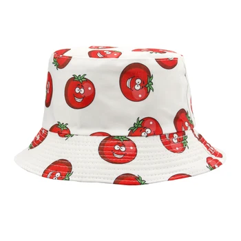 Sadje dvakrat, s katerimi se soočajo ribič klobuk kumare Instagram ulica Apple natisnjeni sadje vzorec bazena klobuk odtenek klobuk vedro klobuk