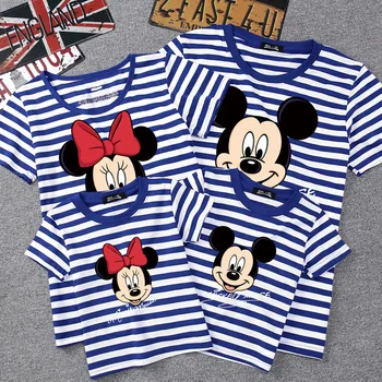 Disney 1PCS Risanka Mickey Minnie Oče, Mama Baby T-Shirt ClothingFor Družino Ujemanja Obleke Obleke Poletje Bombaž Pisane Majica