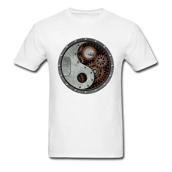 Industrijska Steampunk Yin Yang Majica s kratkimi rokavi Moški, Black T-shirt Punk Vrhovi Bombaž Tees 3D Orodja Natisnjeni Oblačila Hip Hop Majice