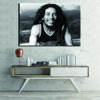 1 Kos Bob Marley Plakat Pop Pevka Natisne Wall Art Slikarsko Platno Belo in Črno Modularni Sliko Doma Dekor za dnevno Sobo