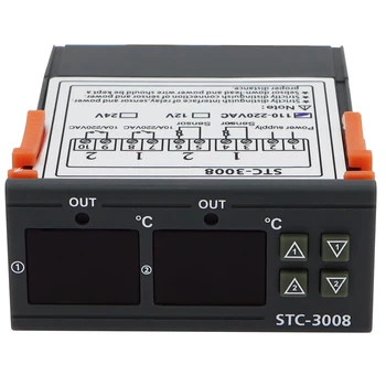 STC-3008 Dvojni Digitalni Temperaturni Regulator dveh Rele Izhod Thermoregulator Termostat Z Grelnik, Hladilnik 12V 24V 110-220V