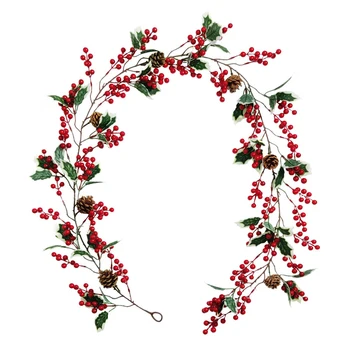 Umetne Rastline, Vinsko Trto, Rdeče Sadje Umetno Berry Ratana Za Božično Dekoracijo Ponaredek Cvet Doma Stranka Dekor Božič Cvet